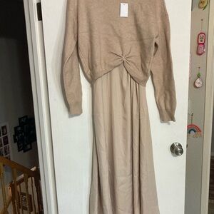 Rachel Zoe “Twofer” Beige Sweater Dress Set